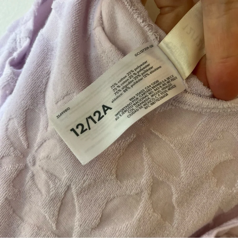 OshKosh Girls Lilac Terry Cloth Romper Size 12 Sleeveless Summer Playsuit Beach - Picture 8 of 8